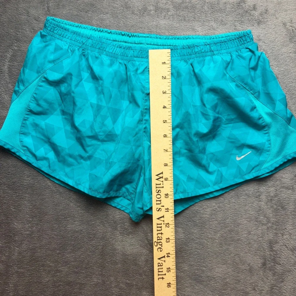 Nike Running‎ Shorts Womens L Teal Blue Geometric Pattern Athletic Gym Fit